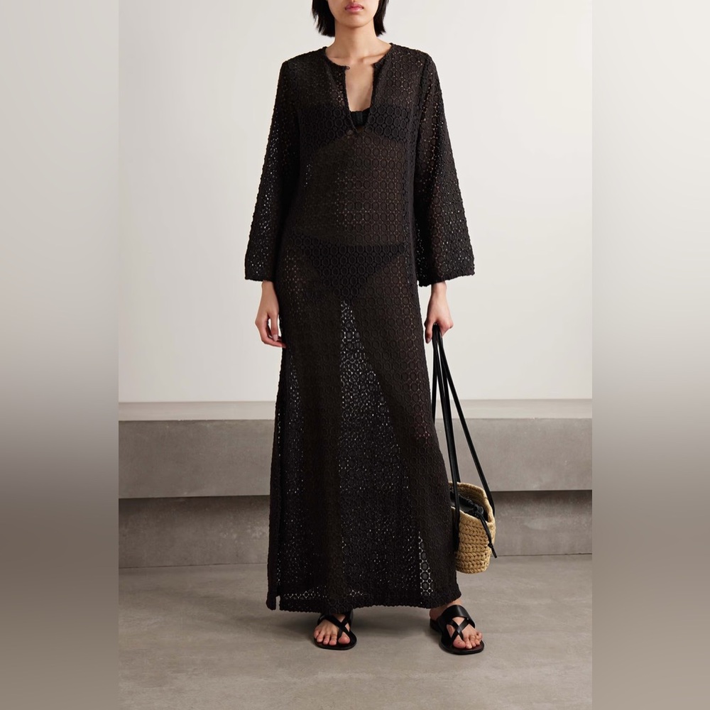 NWT Nili Lotan Black Crochet Della Dress